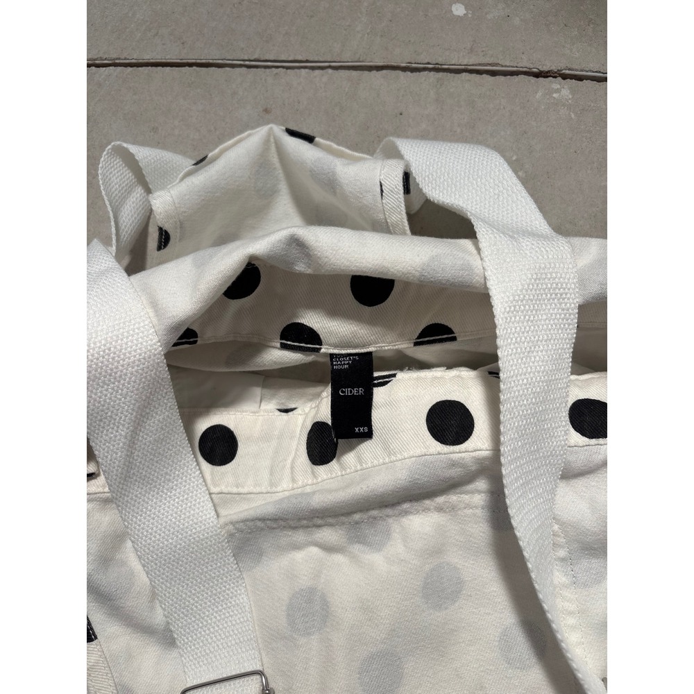 Cider Polka Dot Denim Overalls White Black Wide Leg Bib XXS - Picture 5 of 7